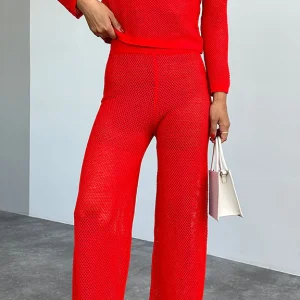 Ensemble Rouge Maille Aérée