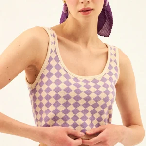 Ensemble Crop Top et Jupe à Damier