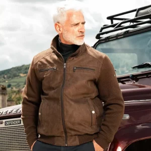 Grosse Piece Blouson Bi Matiere Beige Fonce