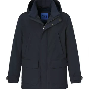 Grosse Piece Parka Nylon Capuche Bleu Fonce