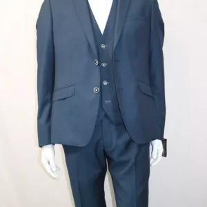 Costume 3 Pieces Serge Unie Ardoise Las Bang Casino Bleu Moyen