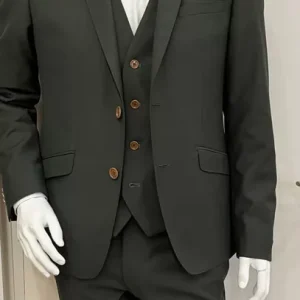 Costume 3 Pieces Toile 2 Tons Kaki Las Bang Casino Vert Moyen