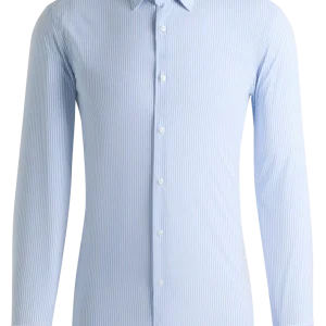 Chemise Manches Longues Ville Performance Rayure Baton Bleu Clair