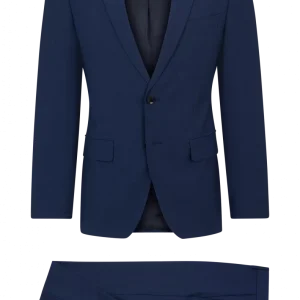 Costume 2 Pieces Fil A Fil Bleu Fonce