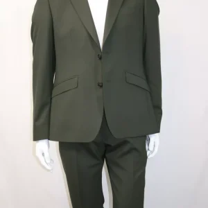 Costume 2 Pieces Toile Unie Las Bang Kaki Fonce