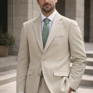 Costume 2 Pieces Toile Lin Las Bang Beige Clair