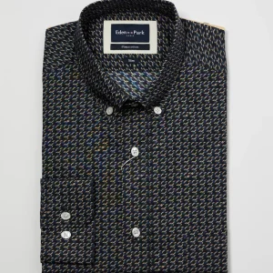 Chemise Manches Longues Sport Slim Imprime Ellipse Beige Fonce