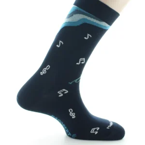 Accessoire Chaussettes Notes Musique Bleu Fonce