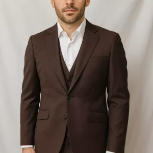 Costume 3 Pieces Toile Chinee Beige Fonce