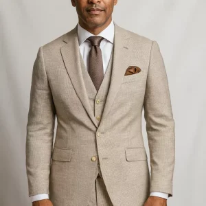 Costume 3 Pieces Pied Puce Beige Clair