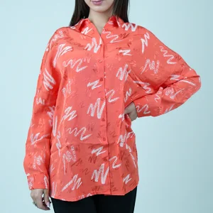 Chemise en Soie à Motifs Graphiques