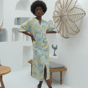 Robe Tunique Bleu à Imprimé Floral