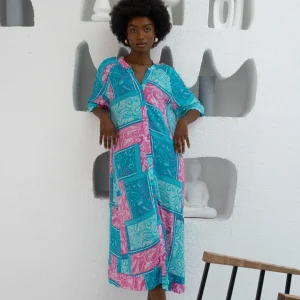 Robe Tunique Bleu à Motifs Paisley