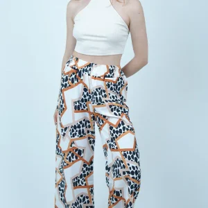 Pantalon Palazzo à Imprimé Léopard-Marron