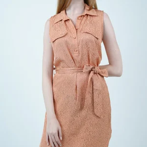 Robe Chemise à Imprimé Léopard-Orange