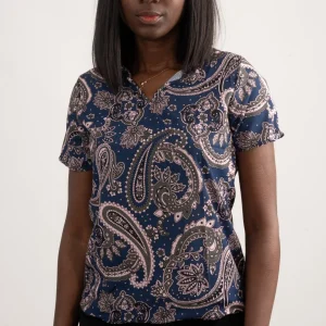 Haut Paisley Chic à Manches Courtes