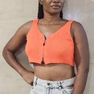 Crop top en tricot à fermeture éclair