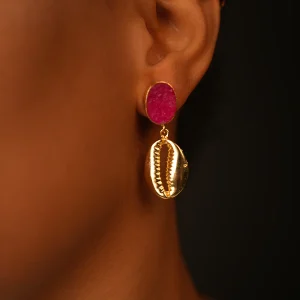 Boucles d'Oreille "Gleam" Rose Fuchsia
