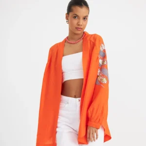 Kimono Légère Avec Détails De Broderie