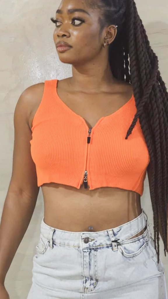 Crop top en tricot à fermeture éclair – Image 4